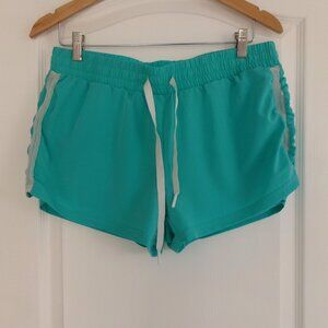 Fabletics PAMELA 2 in 1 Turquoise Blue Running Athletic Gym Shorts XL